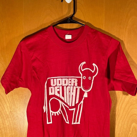 Vintage 1970s Udder Delight Ice Cream Factory Houston Texas Shirt Medium M - Picture 2 of 8